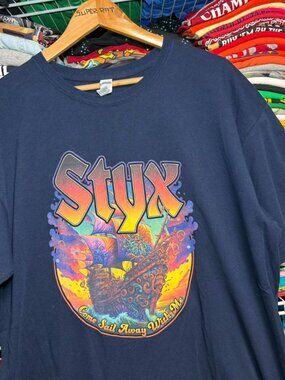 Styx come sail away with me tour t shirt navy